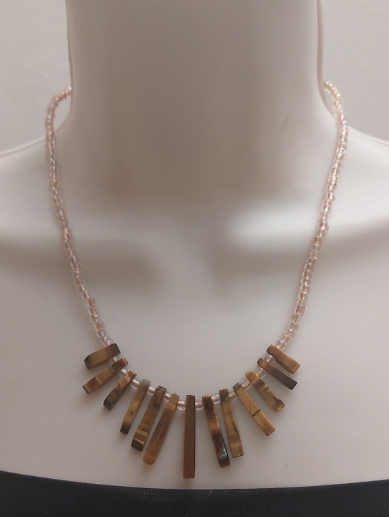 Vintage | Jewelry | Natural Tigers Eye Graduated Bars Fringe Beaded ...